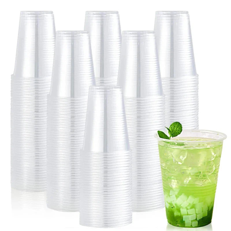 50/100PCS Disposable Clear Plastic Cups — Party, Picnic, Wedding & Camping Drinking Cups