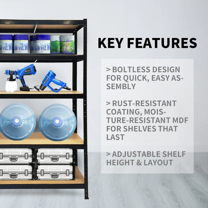 DayPlus 5-Tier Heavy Duty Garage Shelving – Adjustable Storage Unit, 386LBS Load Capacity per Tier, 150-200CM Height