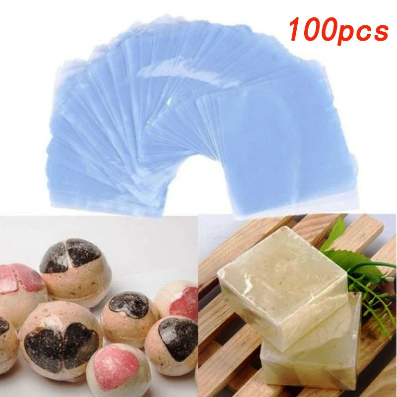 100PCS PVC Heat Shrink Film Bags – DIY Blower Heat Seal Flat Mouth Waterproof Transparent Storage Plastic Bags