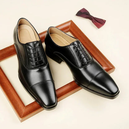 Men’s Italian Leather Oxford Shoes - Luxury Classic Square Toe Wedding Dress Shoes Sizes 39-47