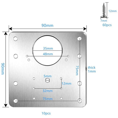 Kitchen Cupboard Door Hinge Repair Plate Kit - Cabinet Hinge Mounting Plate with Holes for Flat Fixing Brackets - Household Tool Set