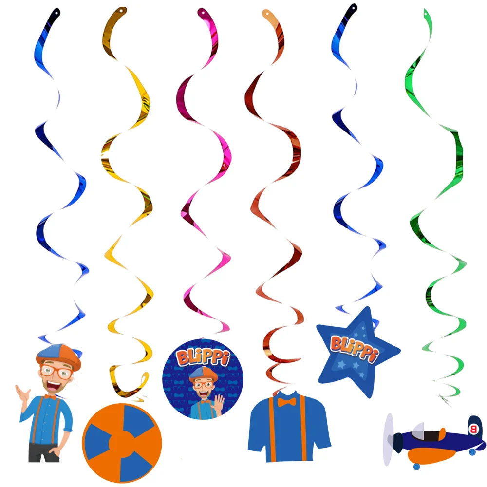 Happy Birthday Party Supplies Set — Cartoon Movie Theme Flag Banner, Paper Tableware, Latex Balloons & Cake Topper Decoration