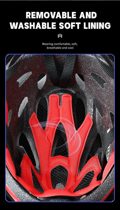 Adult Bike Helmet with LED Tail Light – Lightweight & Breathable Cycling Helmet (58-62cm), Colorful Bicycle Accessory