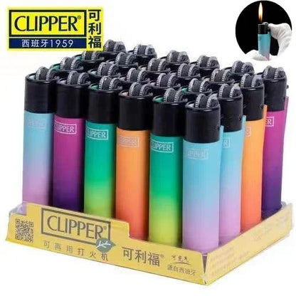 Clipper Dual Color Gradient Windproof Lighter – Open Flame Gear Cigarette Lighter with Metal Grinding Wheel