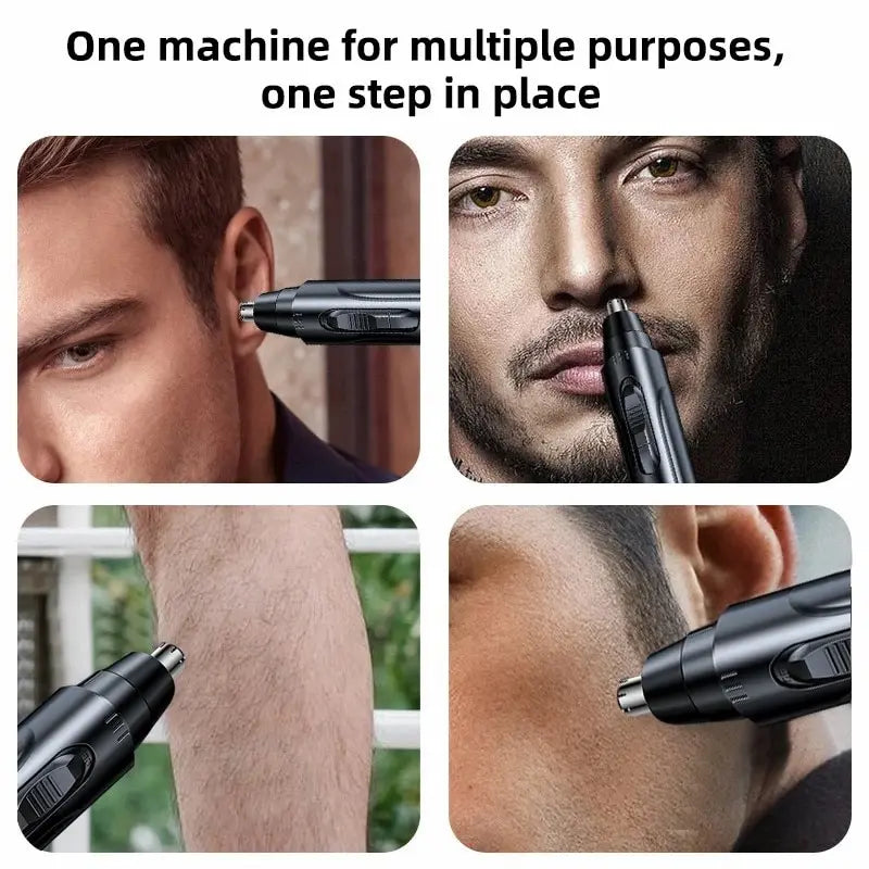 Black Electric Nose Hair Trimmer: Low-Noise, High-Torque Motor for Men and Women - Washable Nasal Hair Remover
