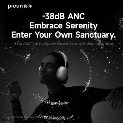 Picun F8 Pro ANC Wireless Headphones — Head Tracking 3D Audio, HIFI Bluetooth, ENC Mic, Low-Latency with App