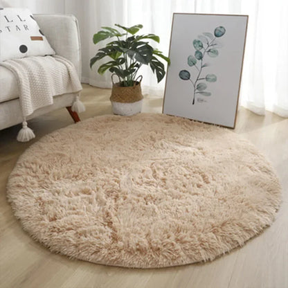 Super Soft Plush Round Rug - Fluffy Thick-Pile Carpet for Bedroom, Living Room, Kids Room & Salon Decor