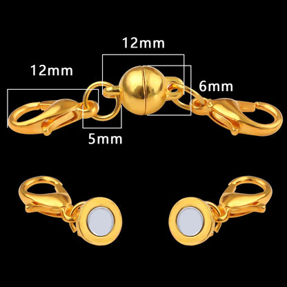Magnetic Jewelry Clasp - Strong Metal End Connectors with Lobster Clasp for DIY Bracelets & Necklaces