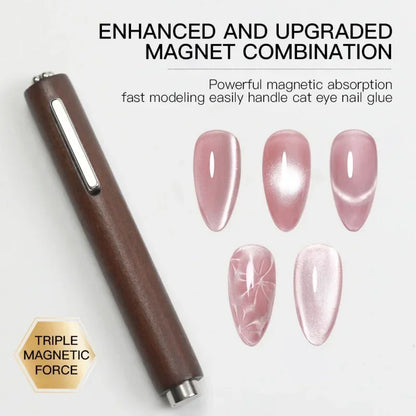 Strong 3-in-1 Magnetic Stick for Cat Eye Gel Polish – Nail Magnet Pen for Glitter Effect Manicure Design