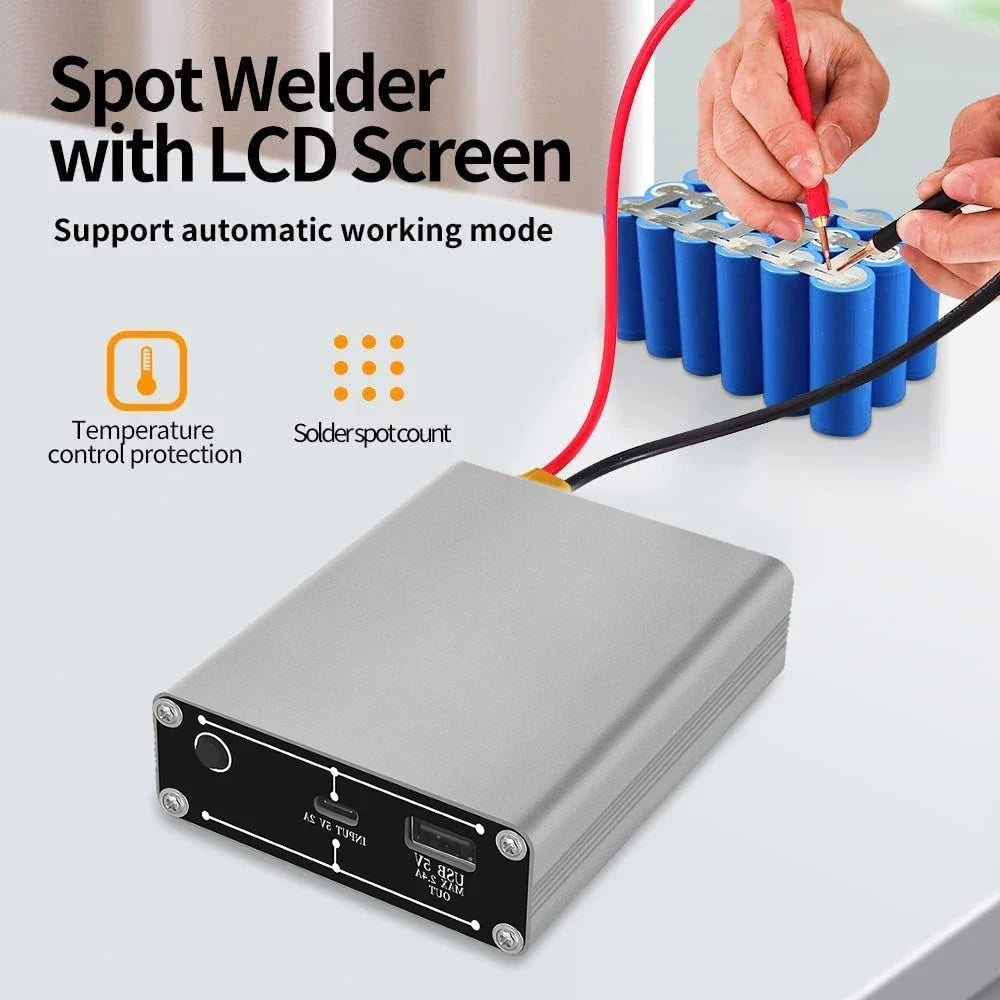 DH-30 Portable Spot Welder with OLED Screen – 30 Adjustable Gears, 5000mAh LiPo, Welds Up to 0.15mm Nickel Strip