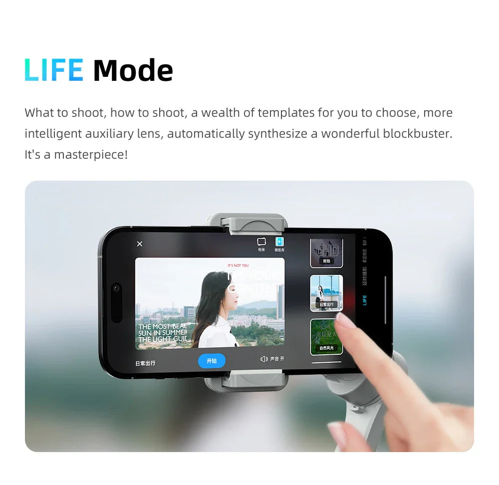 TOKQI M01 3-Axis Handheld Gimbal Stabilizer – Anti-Shake Foldable Holder, Selfie Tripod with Fill Light for iPhone & Smartphones