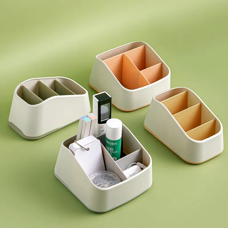 4-Slot Remote Control Holder Desktop Storage Box - TV Remote Control, Phone, and Stationery Organizer