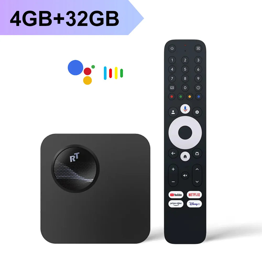 RockTek GX1 UHD Google TV Box — Android TV, 4GB RAM 32GB Storage, Netflix Certified, Dolby Atmos, WiFi6 & BT5.2