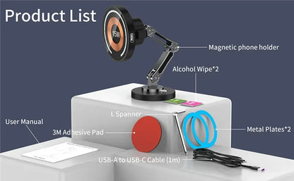 Magnetic Wireless Car Charger Stand – Fast Charging Mount & Phone Holder for MagSafe iPhone 15/14/13/12 Series