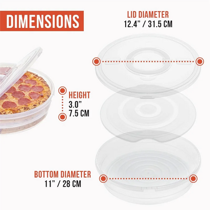 Reusable 12-Inch Pie Carrier Set - Expandable Pizza Storage Container with Lid, Divider & Handle (2-Pack)