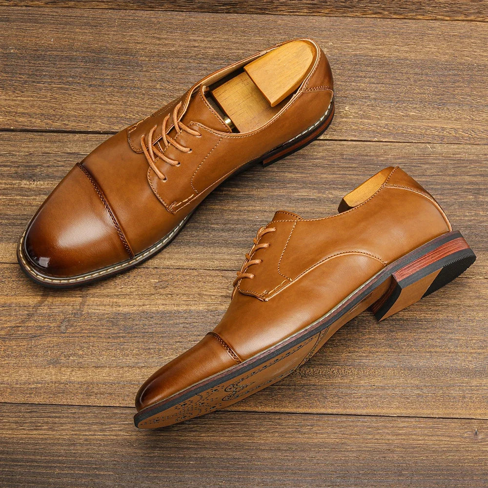 Men’s Leather Dress Shoes - Fashionable Comfortable Formal Business Footwear 2025