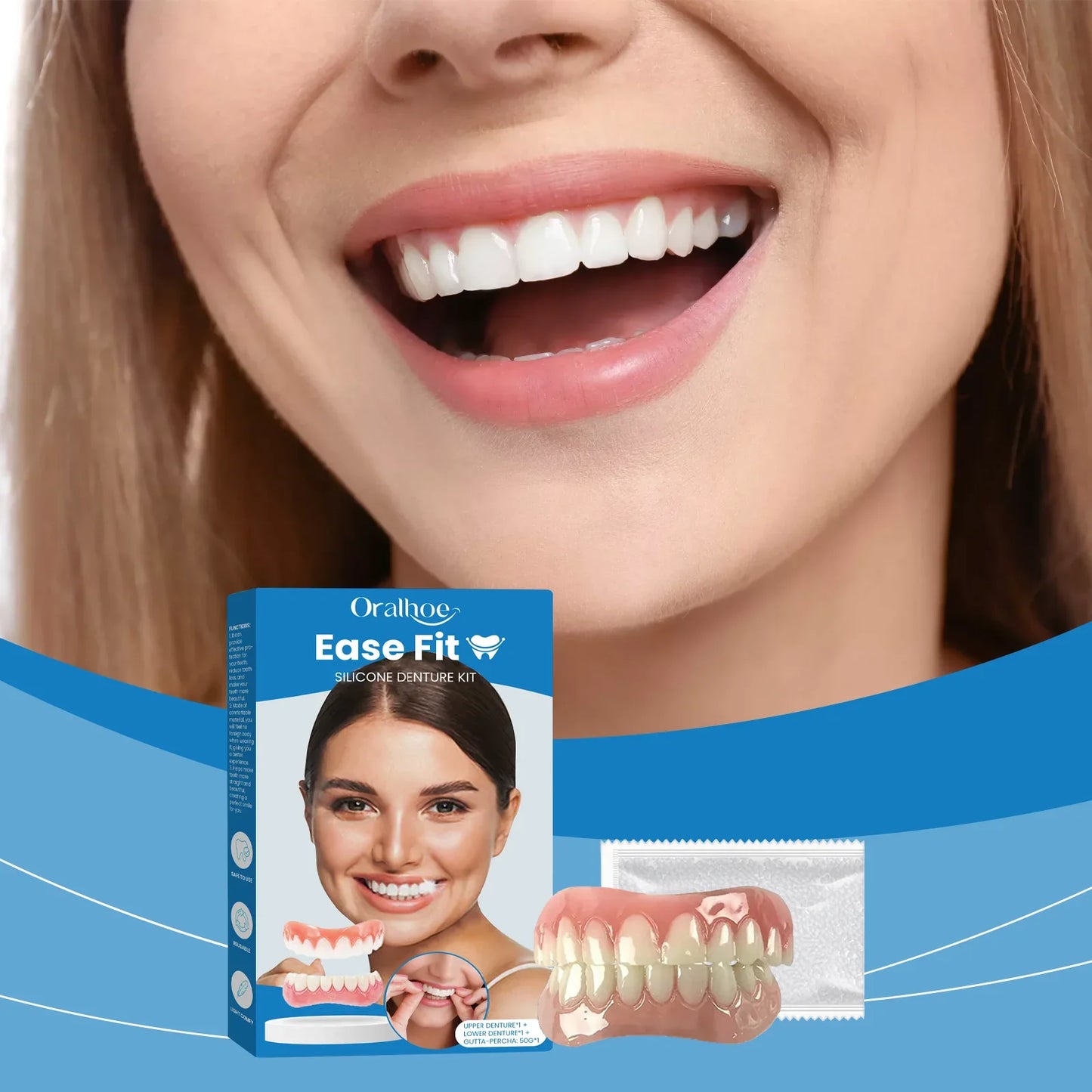 False Teeth Beauty Kit – Smile Veneers, Fake Tooth Denture for Whitening, Oral Care & Cosmetic Braces