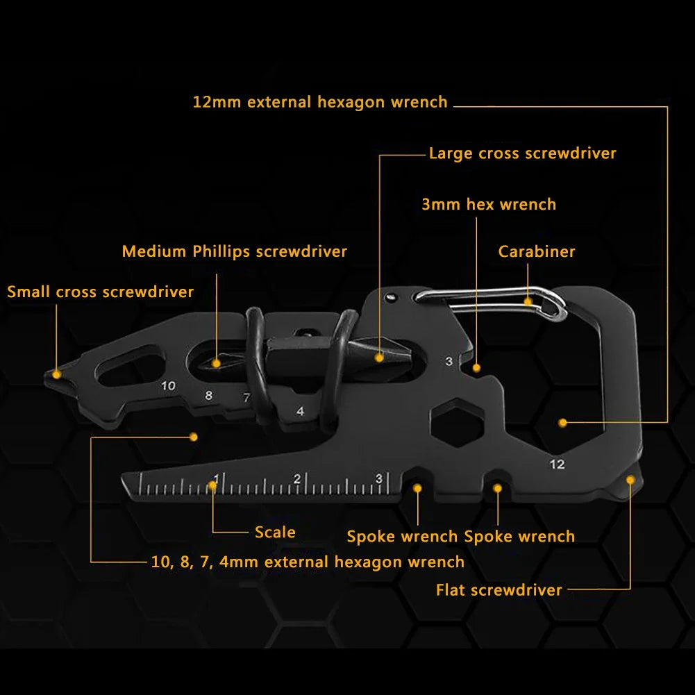 Stainless Steel Outdoor Carabiner Clip: Multifunction Keychain Ring with Bottle Opener - Camping and Climbing Accessories