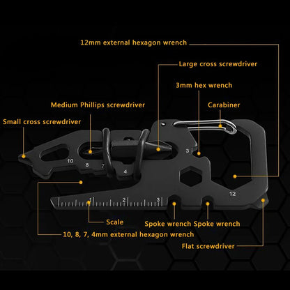 Stainless Steel Outdoor Carabiner Clip: Multifunction Keychain Ring with Bottle Opener - Camping and Climbing Accessories