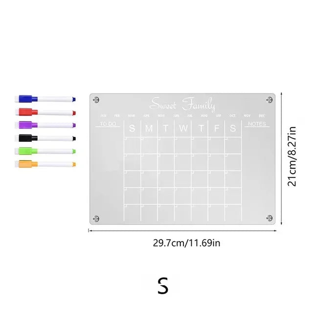 Magnetic Fridge Calendar & Weekly Planner – Reusable Transparent Dry Erase Board for Schedule, Menu & Notes