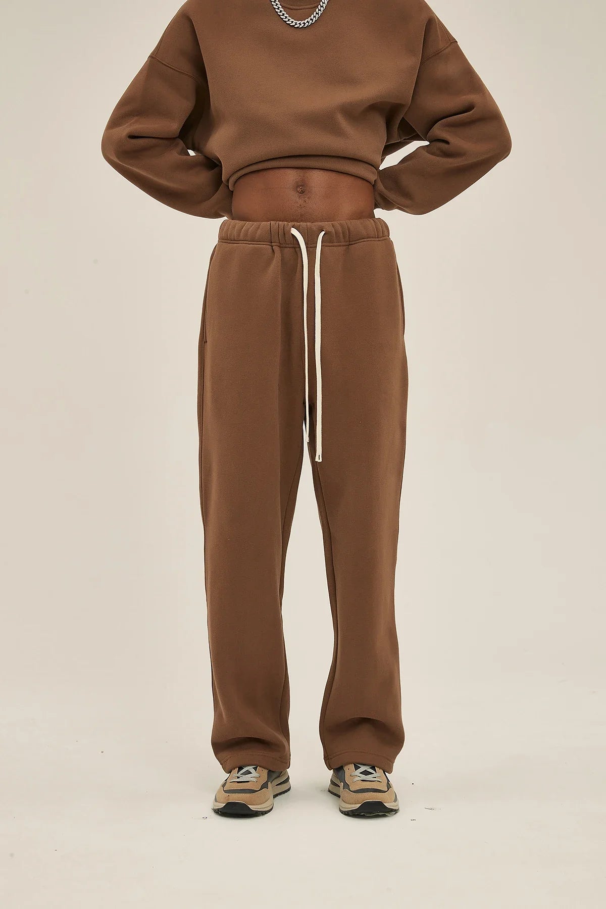 Straight-Lined Solid Color Cashmere Sweatpants – Soft Cozy Lounge Pants