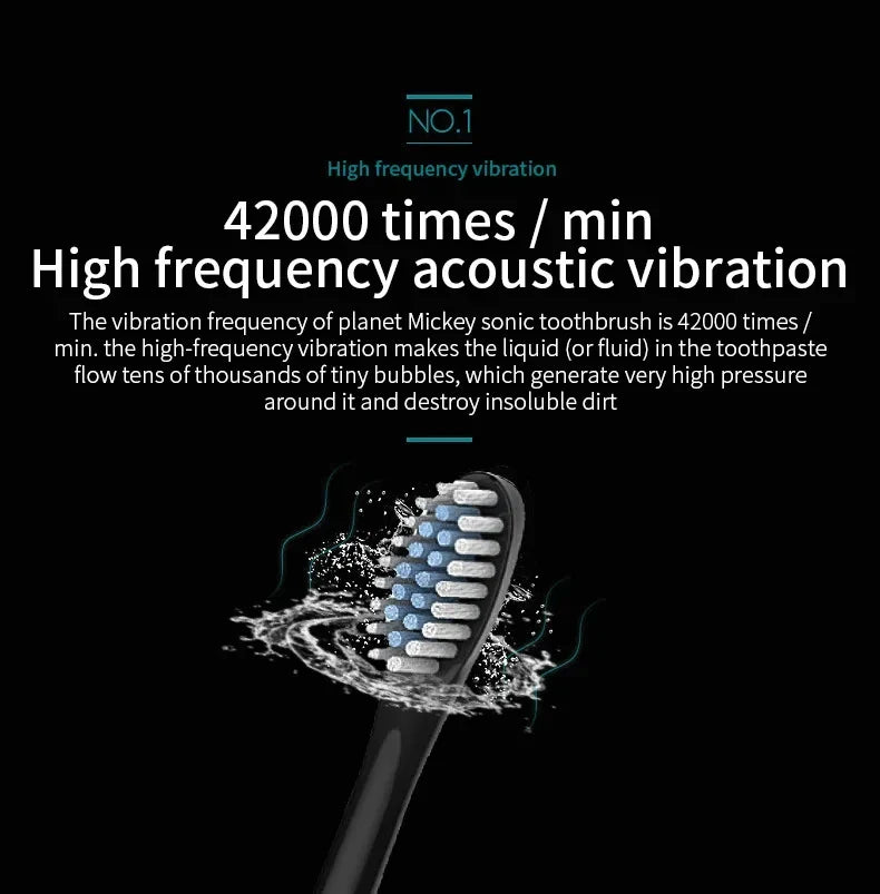 X-3 Sonic Electric Toothbrush – USB Rechargeable with 6 Clean Modes, Washable Teeth Whitening and Cleaning Brush
