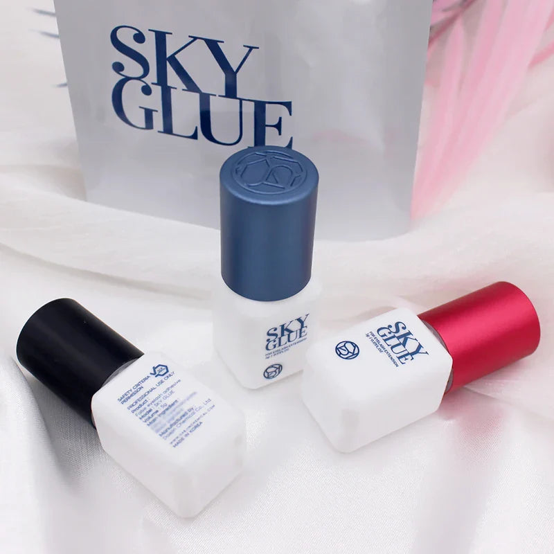 SKY Eyelash Extension Glue 5ml – Original S+ Black, Red, Blue, and Transparent Caps for False Lashes