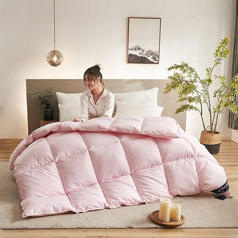 95% White Goose Down Quilt – Winter Cotton, Thick & Lightweight, High-Quality Breathable Household Bedding