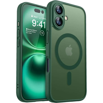 Magnetic Matte Translucent Armor Case – Shockproof Cover for iPhone 17, 16, 15, 14, 13, 12, 11 Pro Max Plus with MagSafe Wireless Charging