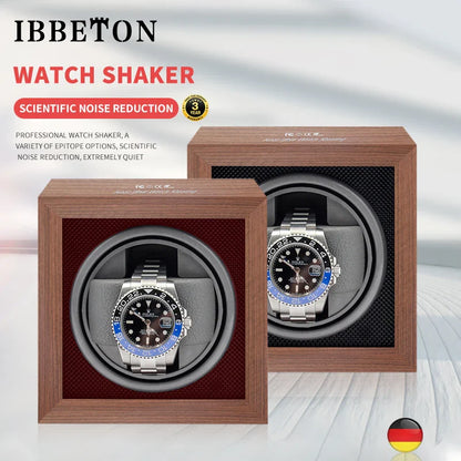 IBBETON Luxury Wood Watch Winder – 1 Slot High-End Automatic Watch Box with Mabuchi Motor & Storage Cabinet