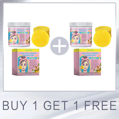 EELHOE Turmeric and Kojic Acid Facial Cleansing Pads - Exfoliating Daily Skin Care for Pores, Dirt Removal, and Moisturizing