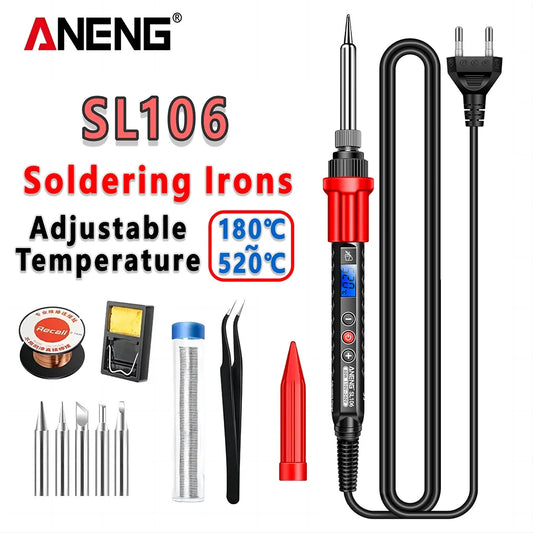 ANENG SL106 Electric Soldering Iron – Adjustable Temperature Welding & Rework Station with Heat Pencil Tip, 110V/220V