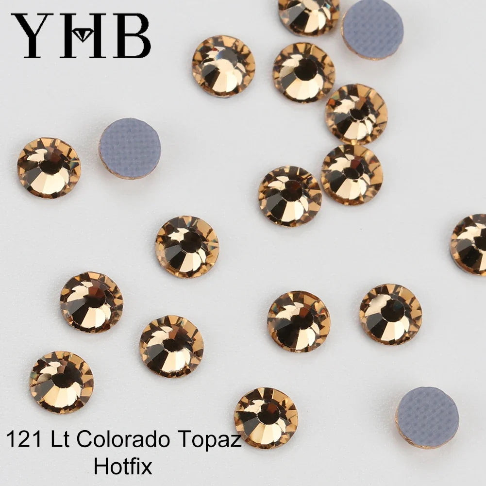 YHB 101-127 Hotfix Crystal Rhinestones - Glitter Glass Flatback Gems for Bags, Shoes, Garments, Phone & Nail Art DIY