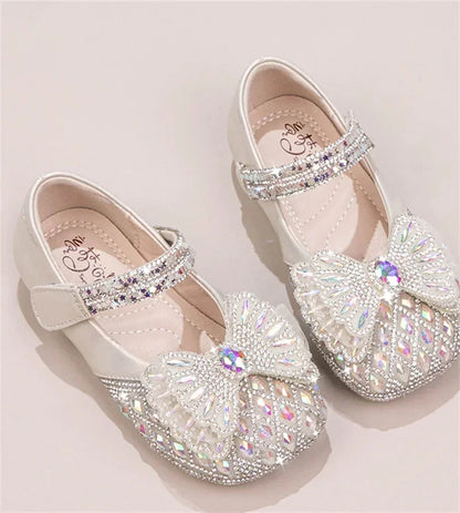 Sweet Bow Princess Shoes - Lightweight Shiny Crystal Flats for Baby Girls & Toddlers