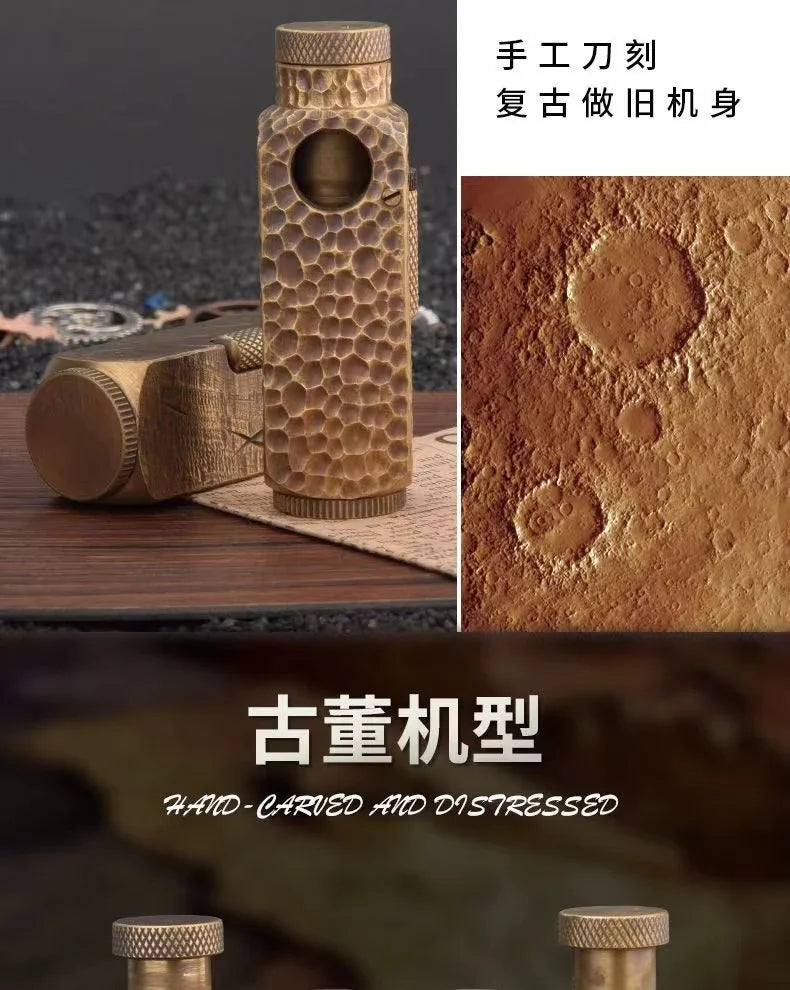 Handmade Brass Carved Trench Kerosene Lighter – Vintage Flamidor Gasoline Lighter, Heavy Men's Smoking Gift Collection