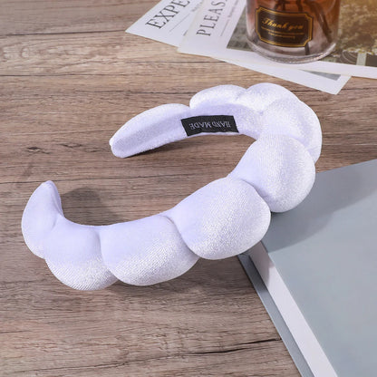 Sponge Headband for Women & Girls - Puffy Hair Band, Bubble Terry Cloth Makeup & Spa Accessory, Retro Hairwear