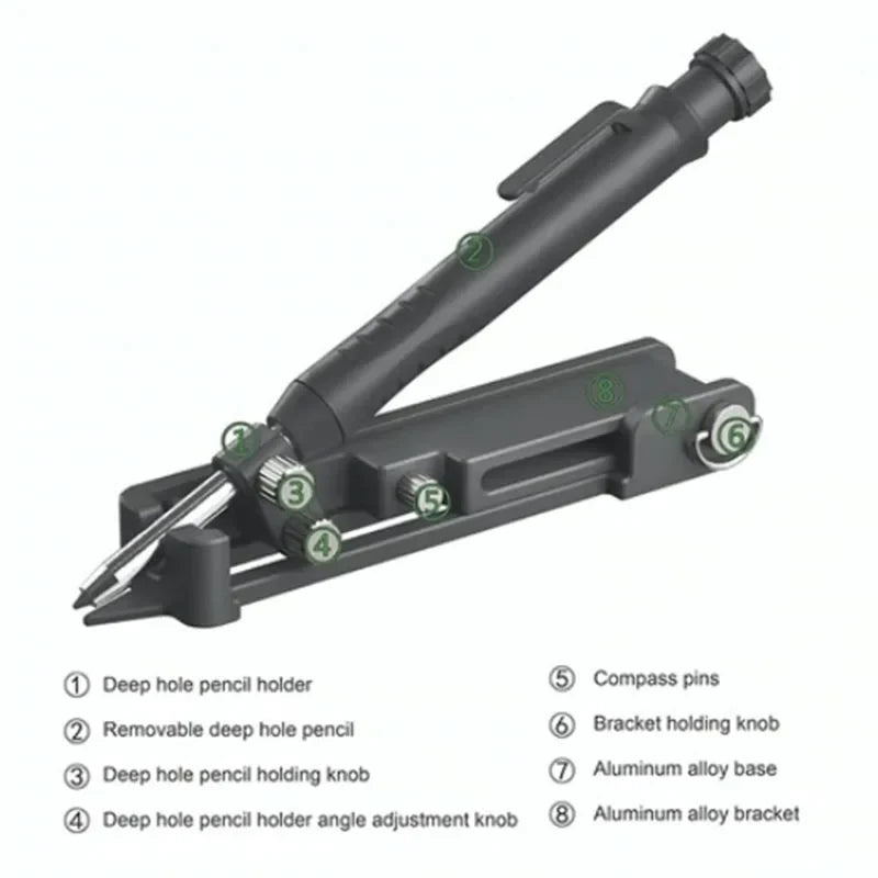 Multi-Function Scribing Ruler and Contour Gauge - Carpentry and Construction Measuring Tool with Scribe Compass for Woodworking