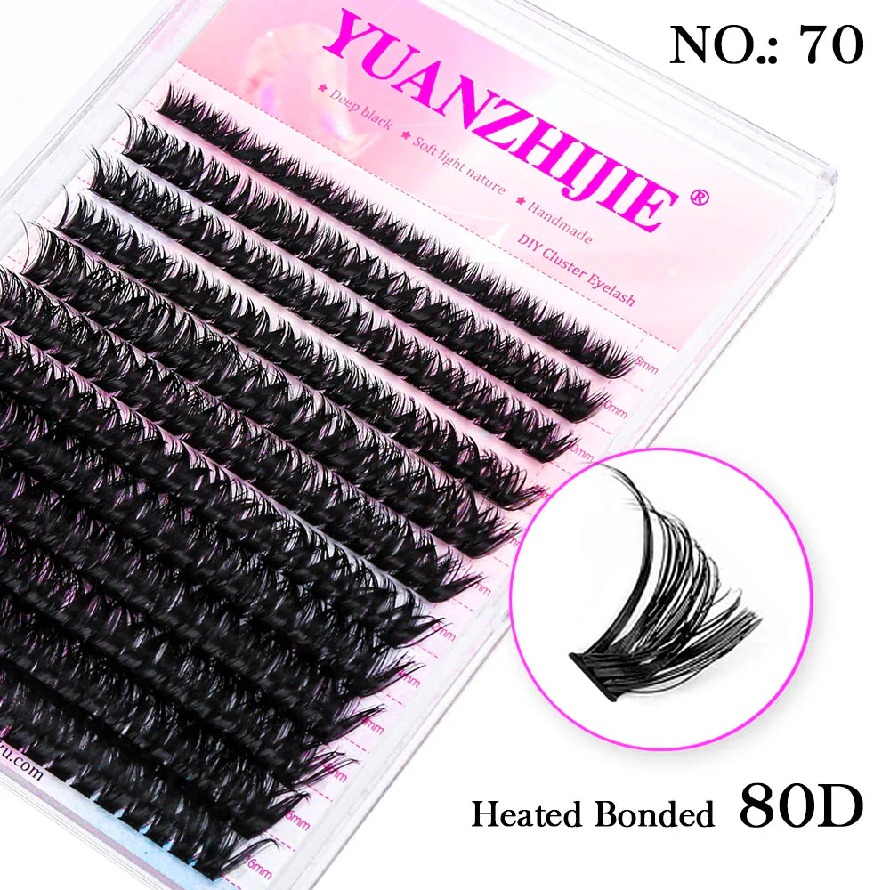 DIY 144 Cluster Lashes YUANZHIJIE – Natural C/D Curl Segmented Mink Individual Eyelash Extensions Kit for Home Makeup & Professional Volume Look (Free Shipping)