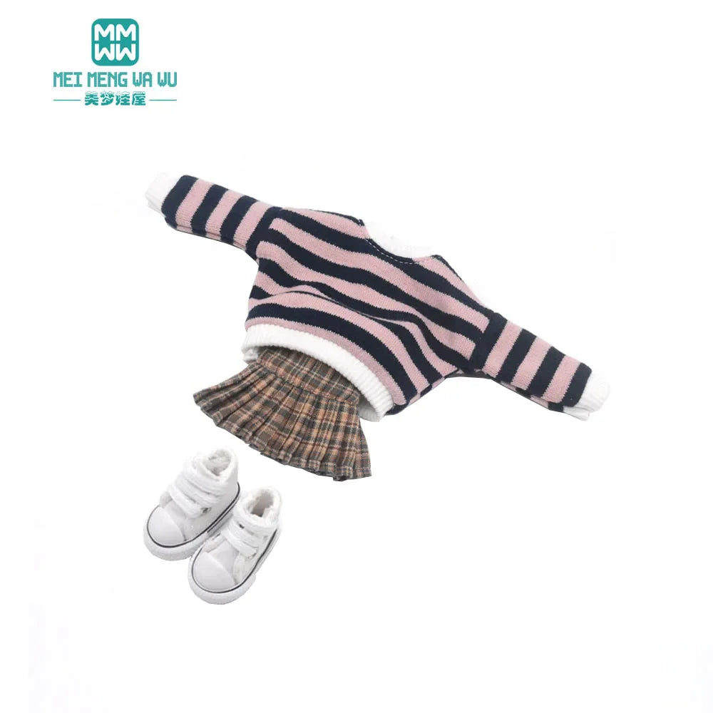 Blythe Doll Accessories Set – Fashion Sweatshirt, Shoe Covers & Sneakers for Blythe & Azone Dolls, Christmas Gift