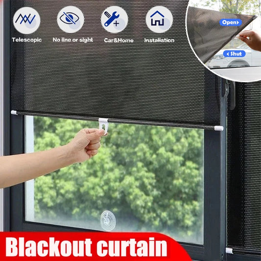 Universal Roller Blinds: Suction Cup Sunshade Blackout Curtain for Car, Bedroom, Kitchen, Office Window - Nail-Free Sun-Shading Curtains