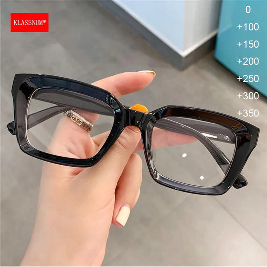 KLASSNUM Oversized Square Reading Glasses for Women – Fashion Magnifying Eyeglasses +1.0 to +3.5 Diopters