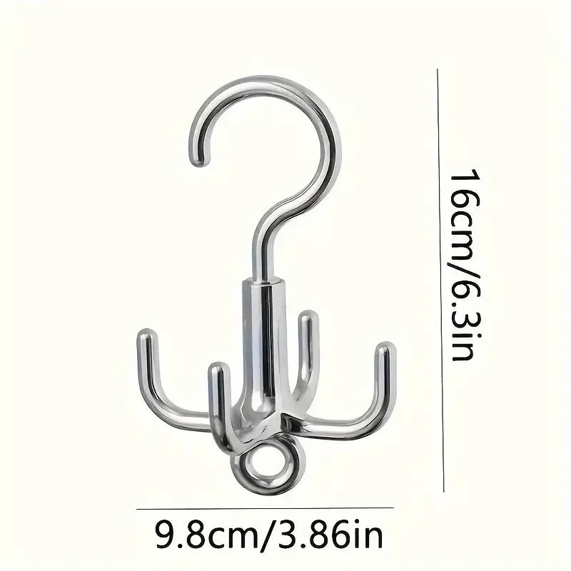 Multifunctional Rotating Clothes Hook — Punch-Free 4-Claw Hanger for Coats, Belts & Scarves