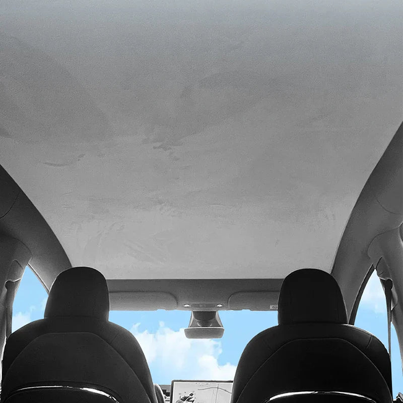 Electrostatic Sunshade for Tesla Model 3 & Y – Ice Cloth Sunroof Front & Rear Glass Skylight Interior Cooling Shade