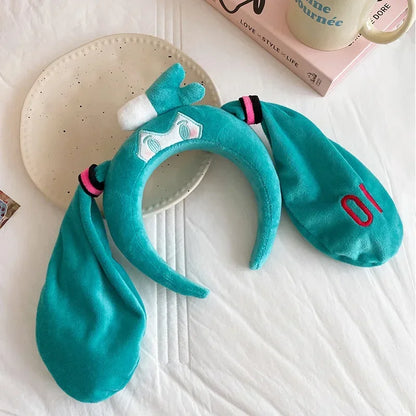 Hatsune Miku Cute Plush Hairband — Soft Headband for Spa, Yoga, Face Washing & Girls Gift