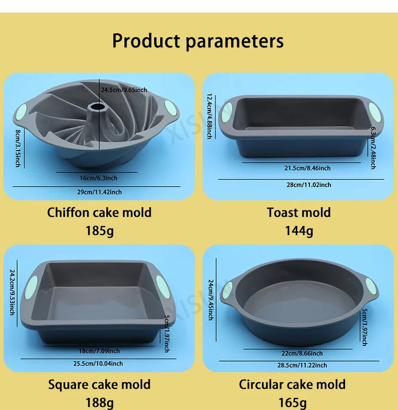 Heat Resistant Silicone Bakeware Set - Loaf, Bread, Muffin, Donut, and Cake Baking Tray Oven Pan Set