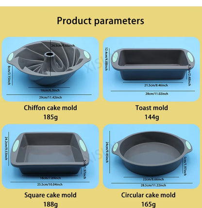 Heat Resistant Silicone Bakeware Set - Loaf, Bread, Muffin, Donut, and Cake Baking Tray Oven Pan Set