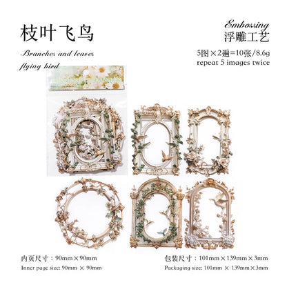 10 Pcs 3D Hollow Frame Card Paper for DIY Scrapbooking, Handmade Diary & Junk Journal Accessories