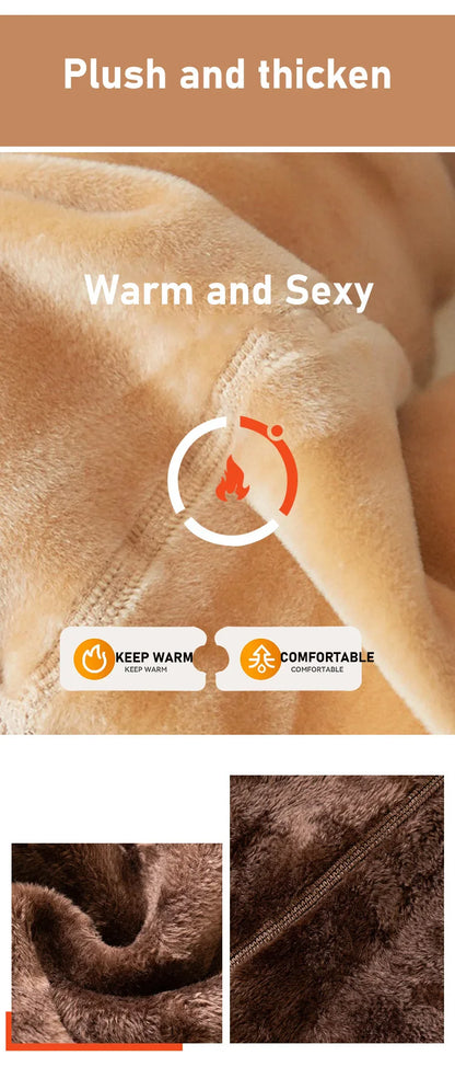 Women’s Thicken Thermal Fleece Leggings – High Waist Winter Tights, Slim Elastic Pantyhose