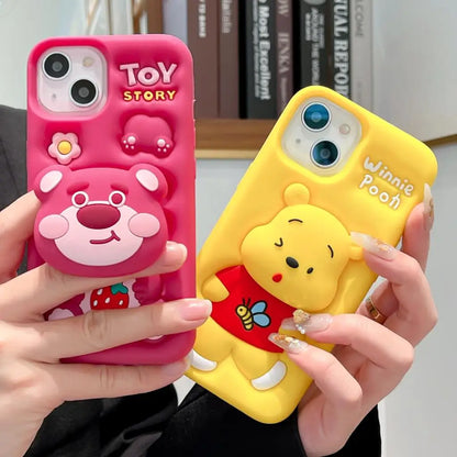 3D Kitty Face Phone Case — Soft Silicone Cartoon Grip Tok Holder for iPhone 11-16 Pro Max