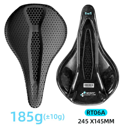 RYET Ultra Full Carbon 3D Printed Bike Saddle — 145mm Lightweight MTB Seat with High Modulus Carbon Fiber Base